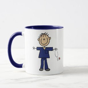 Männliche Strichmännchen-Krankenschwester mittelhe Tasse