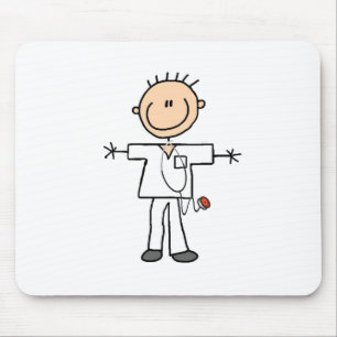 Männliche Strichmännchen-Krankenschwester-T-Shirts Mousepad