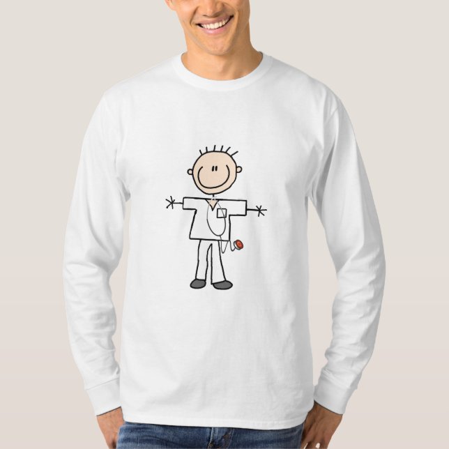 Männliche Strichmännchen-Krankenschwester-T-Shirts T-Shirt (Vorderseite)