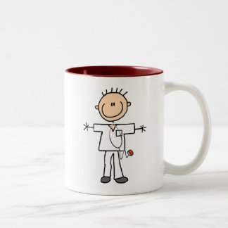 Männliche Strichmännchen-Krankenschwester Zweifarbige Tasse