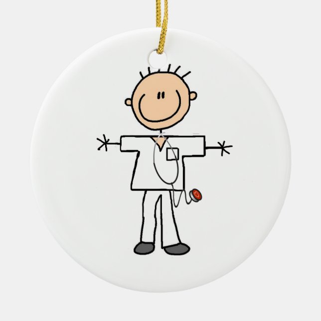 Männliche Strichmännchen Nurse Keramik Ornament (Vorne)