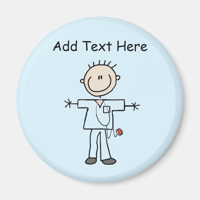 Männliche Strichmännchen Nurse Tshirts und Geschen Magnet (Vorne)