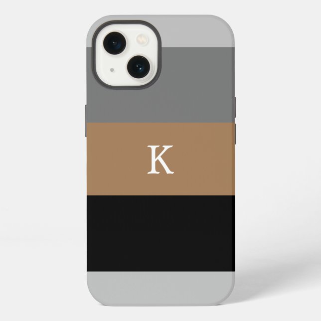 Männliche Stripes-Monogramm-Hülle Case-Mate iPhone Hülle (Rückseite)