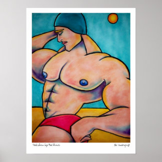 Männliche Swim Cap rote Stämme von Lee Vandergrift Poster