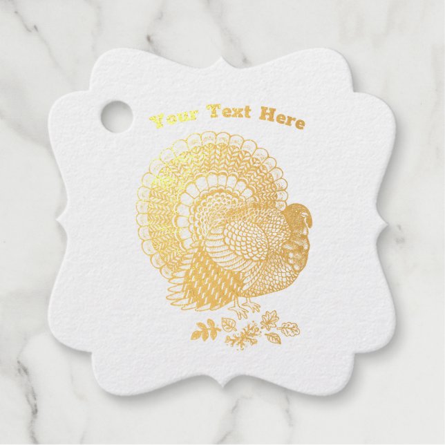 Männliche Türkei Schwanz Fanned Golden Feathers Bl Geschenkanhänger (Vorderseite)