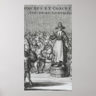 Männliche und weibliche Quäker in ihrer Versammlun Poster