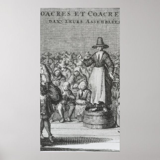 Männliche und weibliche Quäker in ihrer Versammlun Poster (Vorne)