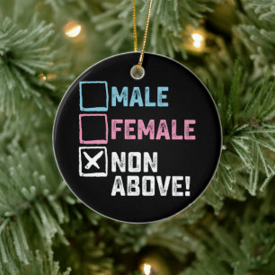 Männliche Weibchen oben nicht! Funny Transgender G Keramik Ornament