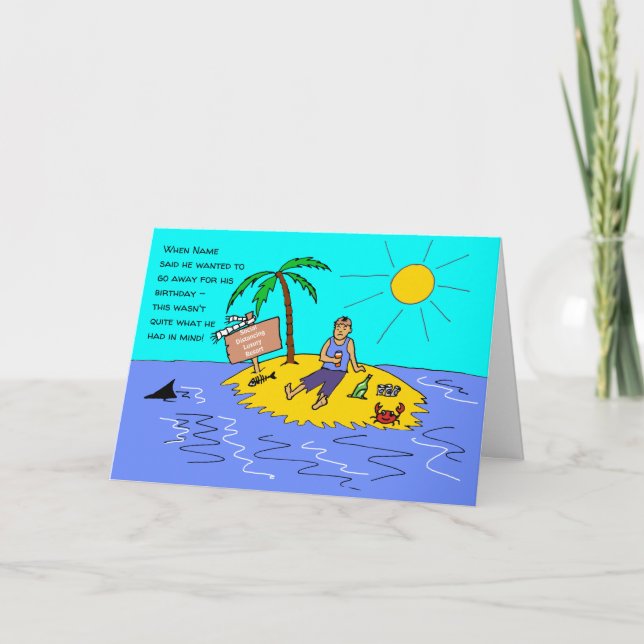 Männliche Weibliche Sonnenanbeter Cartoon Geburtst Karte (Vorderseite)