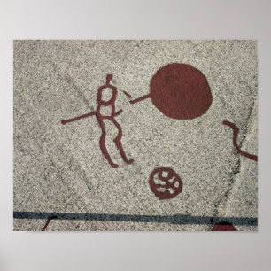 Männliche Zahl mit der Sonne Poster