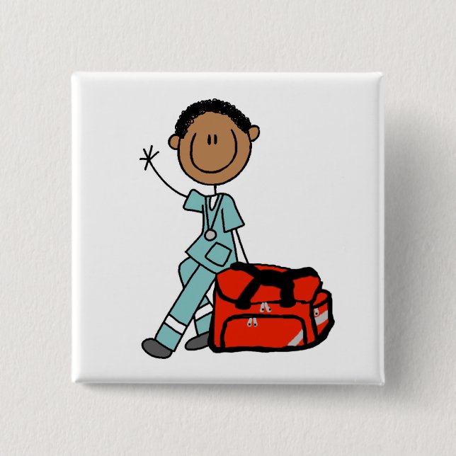 Männlicher Atmungstherapeut oder Rettungssanitäter Button (Vorderseite)