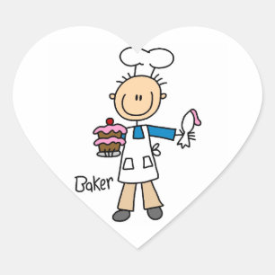 Männlicher Bäcker Herz-Aufkleber