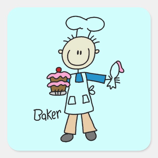 Männlicher Bäcker Quadratischer Aufkleber (Vorderseite)