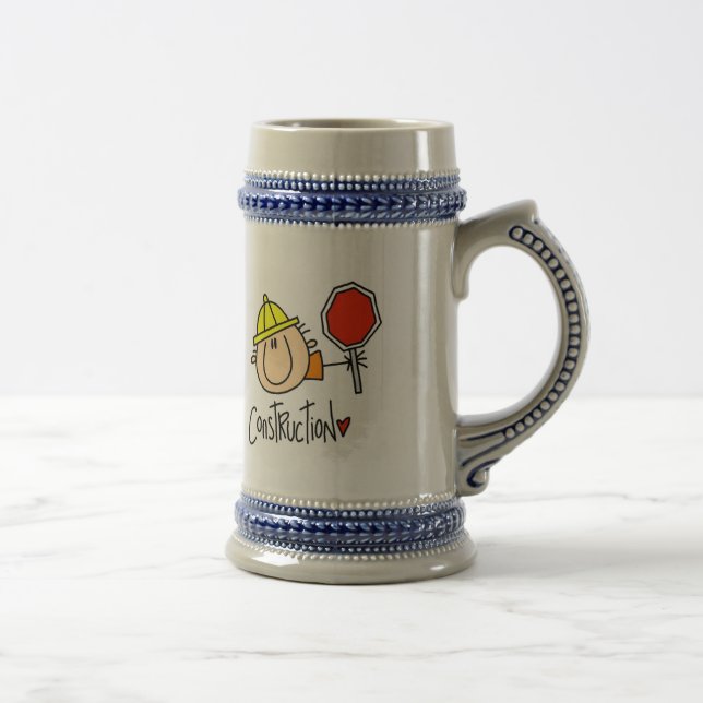Männlicher Bauarbeiter Bierglas (Rechts)