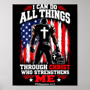 Männlicher christlicher Fußball kann Dinge durch Poster