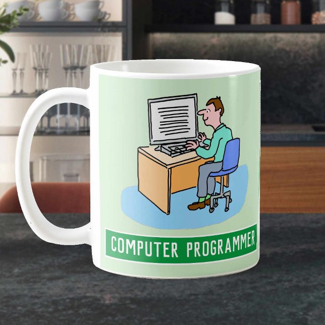 Männlicher Computerprogrammierer mit Namen. Funny Kaffeetasse (Von Creator hochgeladen)