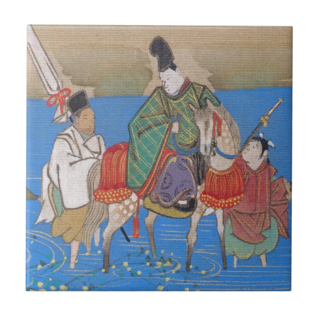 Männlicher Courtier am Horseback Crossing River (1 Fliese (Vorderseite)