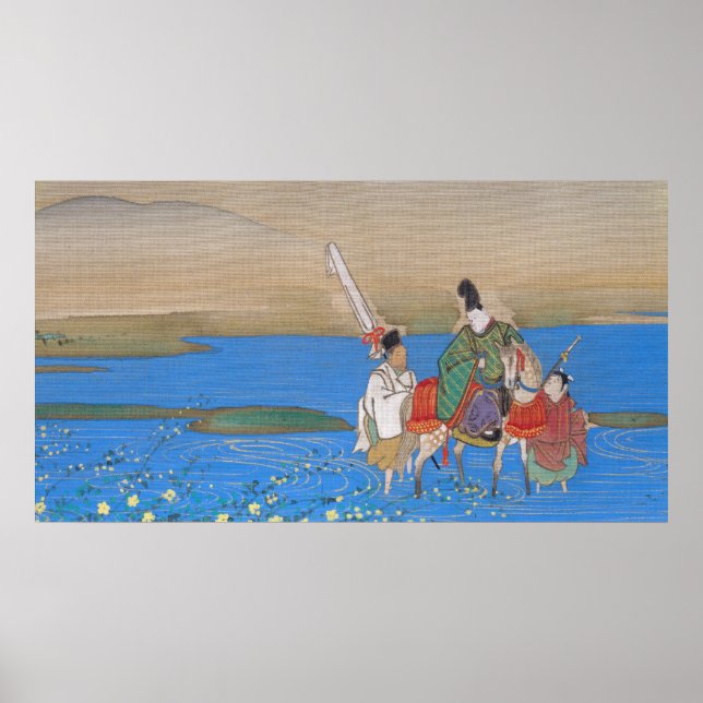 Männlicher Courtier am Horseback Crossing River (1 Poster (Vorne)