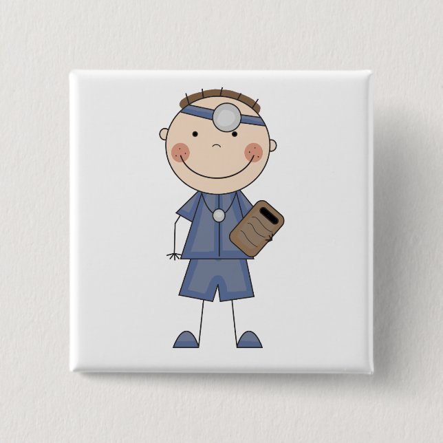 Männlicher Doktor T-shirts und Geschenke Button (Vorderseite)