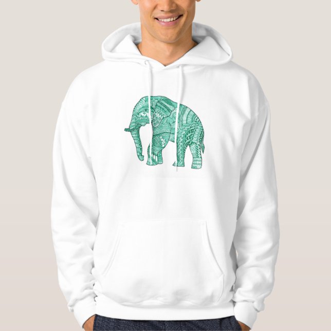 Männlicher Gemusterter Elefant Hoodie (Vorderseite)