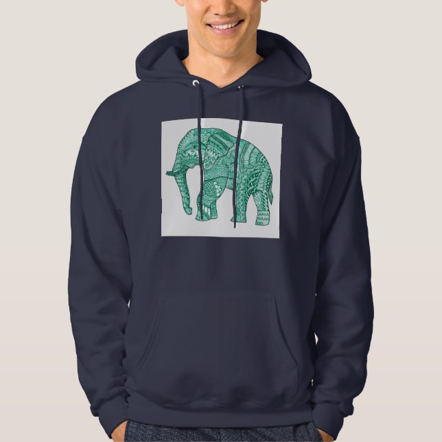 Männlicher Gemusterter Elefant Hoodie (Vorderseite)