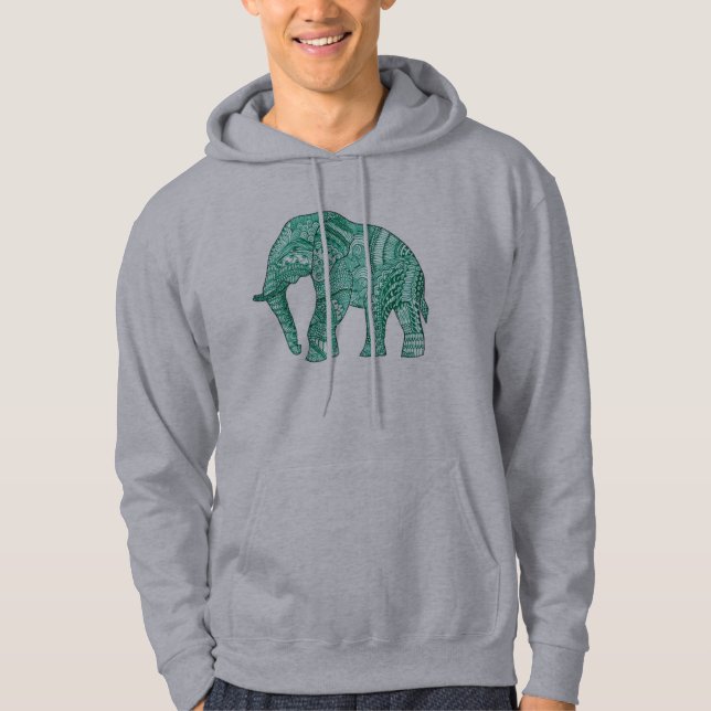 Männlicher Gemusterter Elefant Hoodie (Vorderseite)