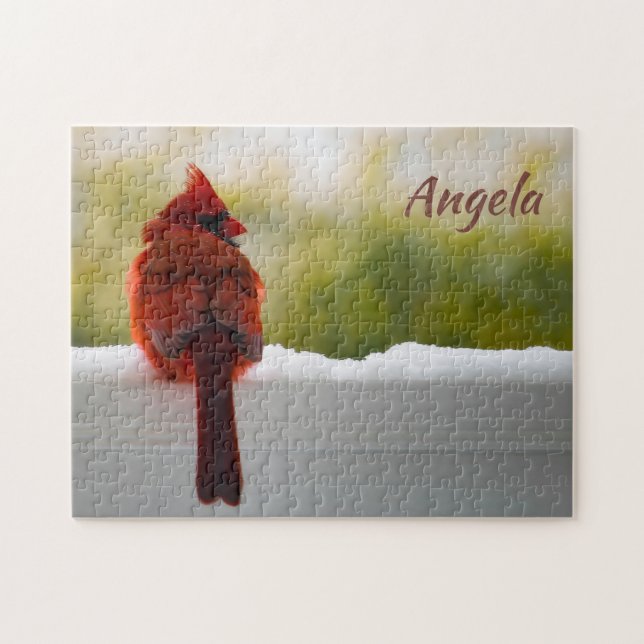 Männlicher Kardinal 14x11 herausfordernd Puzzle (Horizontal)