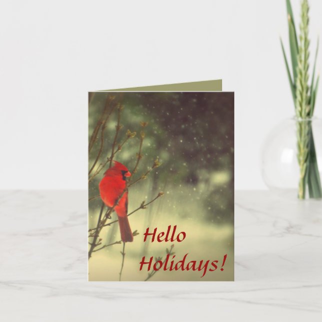 Männlicher Kardinal Feiertagskarte (Vorderseite)