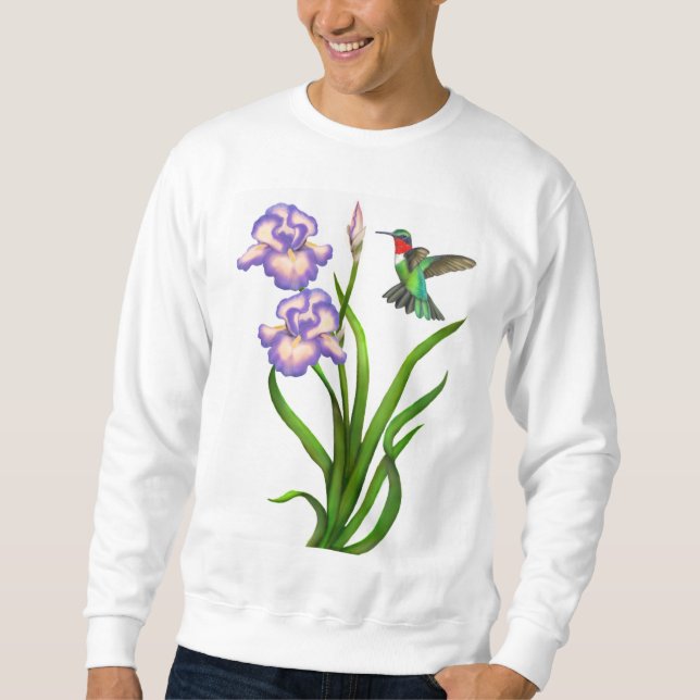 Männlicher karminroter Throated Kolibri auf Sweatshirt (Vorderseite)