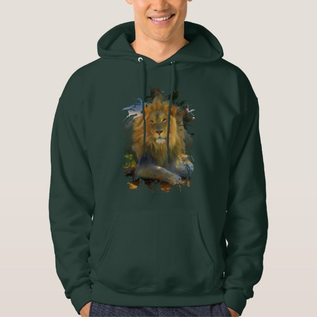 MÄNNLICHER LÖWE BEI DER ARBEIT HOODIE (Vorderseite)