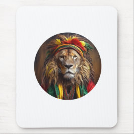 Männlicher Löwe in Rastafarian Outfit gekleidet Mousepad