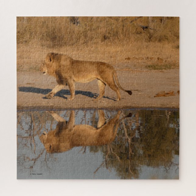 MÄNNLICHER LÖWE REFLEKTIERT PUZZLE (Vertikal)