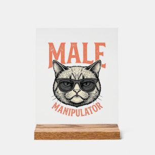 Männlicher Manipulator Lustige Katzen-Sonnenbrille Acrylschild