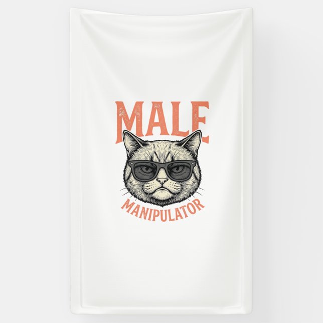 Männlicher Manipulator Lustige Katzen-Sonnenbrille Banner (Vertikal)