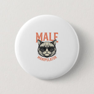 Männlicher Manipulator Lustige Katzen-Sonnenbrille Button