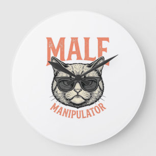 Männlicher Manipulator Lustige Katzen-Sonnenbrille Große Wanduhr