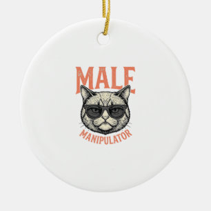Männlicher Manipulator Lustige Katzen-Sonnenbrille Keramik Ornament