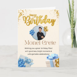 Männlicher personalisierter Geburtstag in Gold und Karte