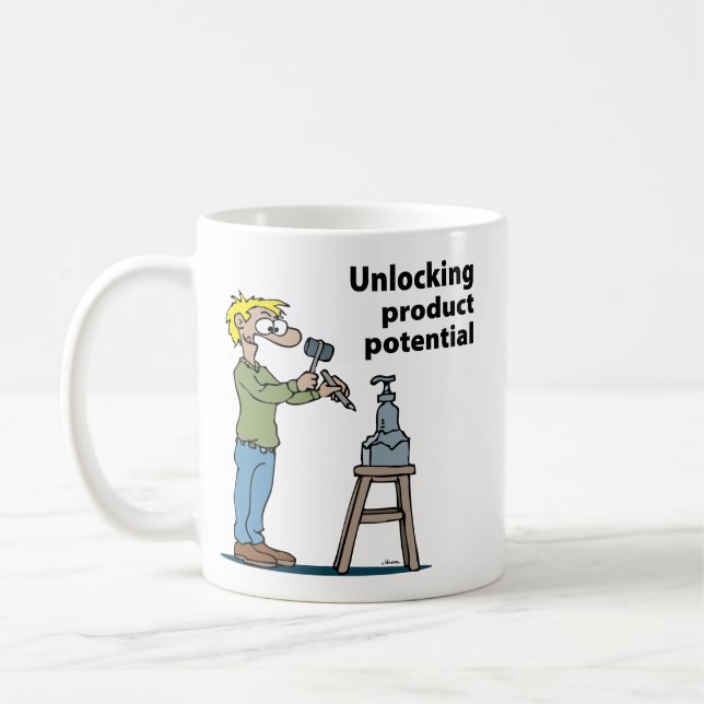 Männlicher Produktdesigner Kaffeetasse (Links)