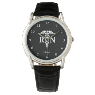 Männlicher registrierter Nurse Black Caduceus Absc Armbanduhr