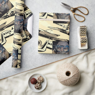 Männlicher Stil Illustrierte Flugzeuge Personalisi Geschenkpapier