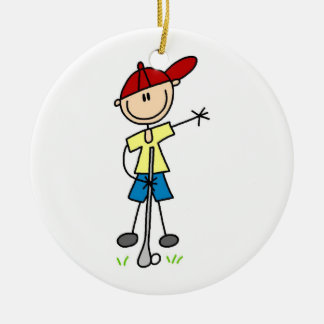 Männlicher Strichmännchen-Golfspieler Keramik Ornament
