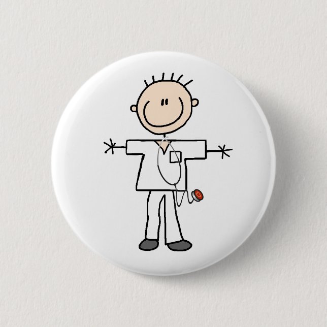 Männlicher Strichmännchen-Krankenschwester-Knopf Button (Vorderseite)