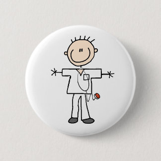 Männlicher Strichmännchen-Krankenschwester-Knopf Button