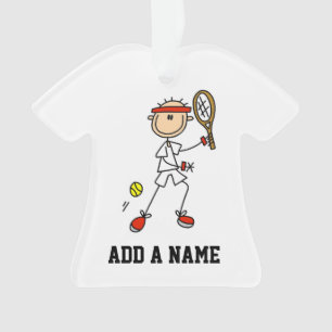 Männlicher Strichmännchen-Tennis-Spieler Ornament
