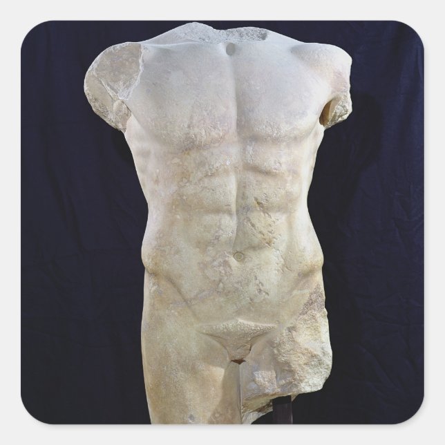 Männlicher Torso von Miletus, c.480 BC Quadratischer Aufkleber (Vorderseite)