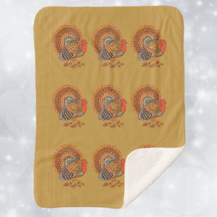 Männlicher Truthahn Gefächertes Schwanz Herbstblät Sherpadecke