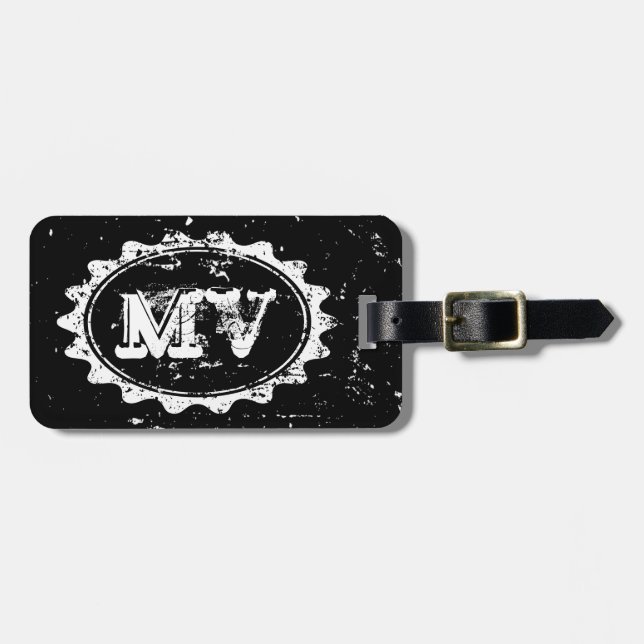 Männlicher Vintager Monogrammreise-Gepäckumbau Gepäckanhänger (Vorderseite horizontal)