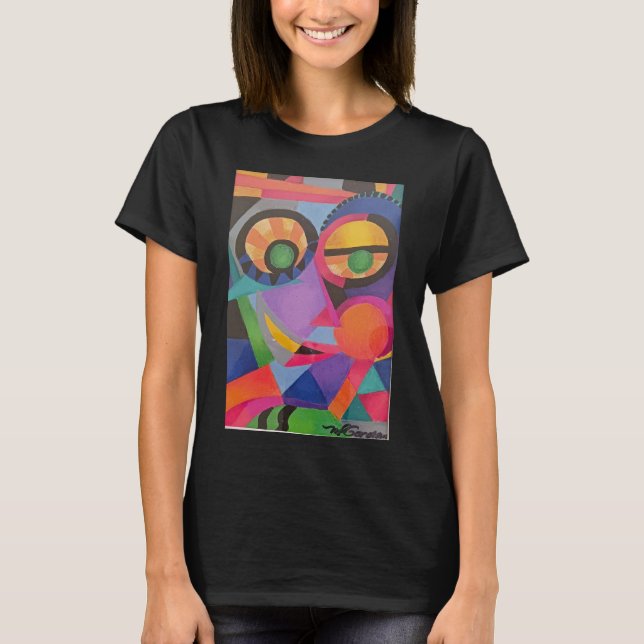 Männliches Abstraktes Gesicht T-Shirt (Vorderseite)
