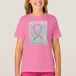 Männliches Brustkrebs-Bewusstsein Ribbon Angel Shi T-Shirt